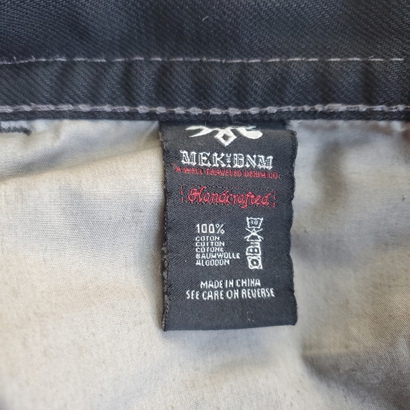 MEK USA DNM OAXACA BOOTS CUT BLACK WITH GOLD JEANS SIZE 42X34 - Picture 10 of 13